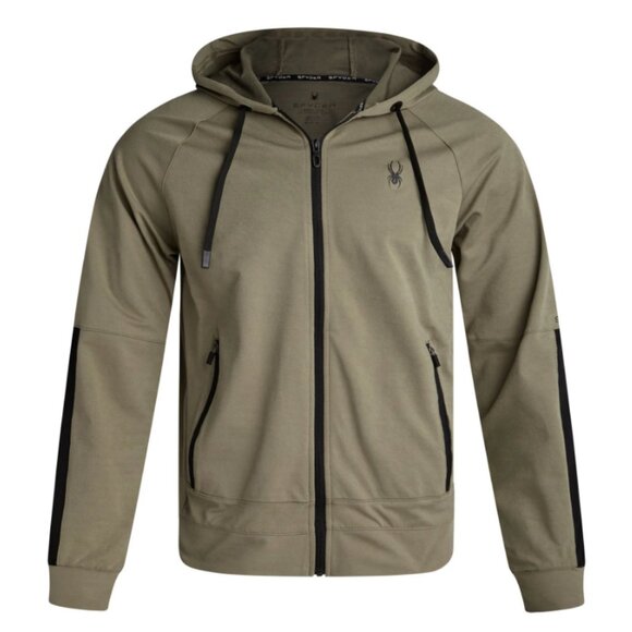 SPYDER Mens Tech Double Knit Zip up hoodie - Brown Stone - Picture 1 of 2